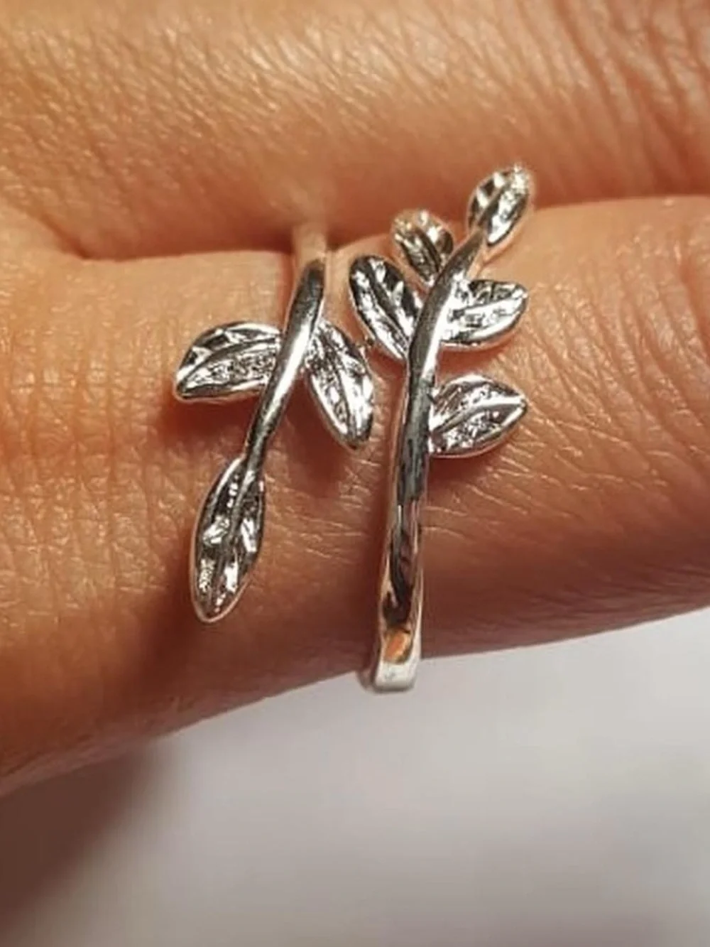 925 Silver Leaf Wrap Ring - Women Jewelry